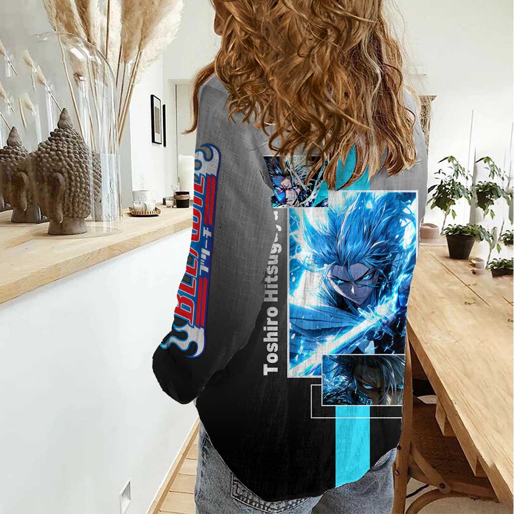 Toshiro Hitsugaya Bleach Women Casual Shirt with Ice Dragon and Cool Battle Pose Design - The Mazicc