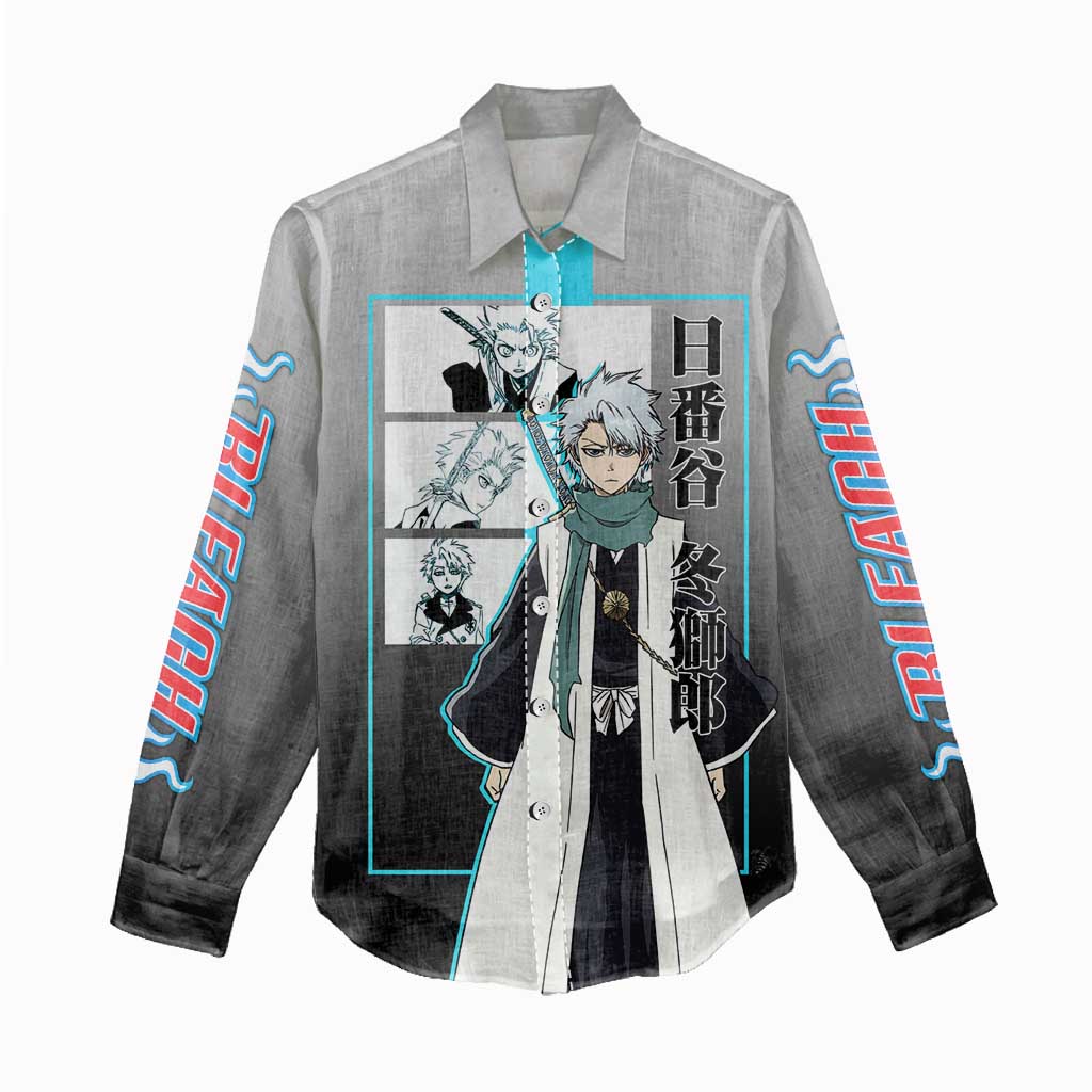 Toshiro Hitsugaya Bleach Women Casual Shirt with Ice Dragon and Cool Battle Pose Design - The Mazicc