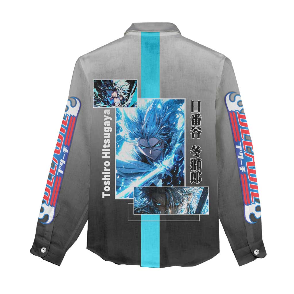 Toshiro Hitsugaya Bleach Women Casual Shirt with Ice Dragon and Cool Battle Pose Design - The Mazicc