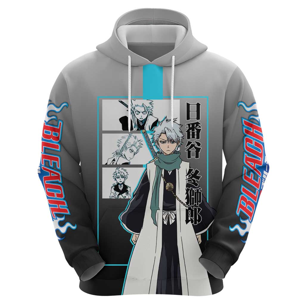 Toshiro Hitsugaya Bleach Zip Hoodie with Ice Dragon and Cool Battle Pose Design - The Mazicc