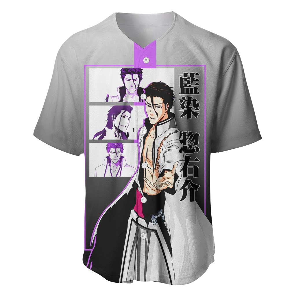 Sosuke Aizen Bleach Baseball Jersey with Cunning Pose and Strategic Design - The Mazicc