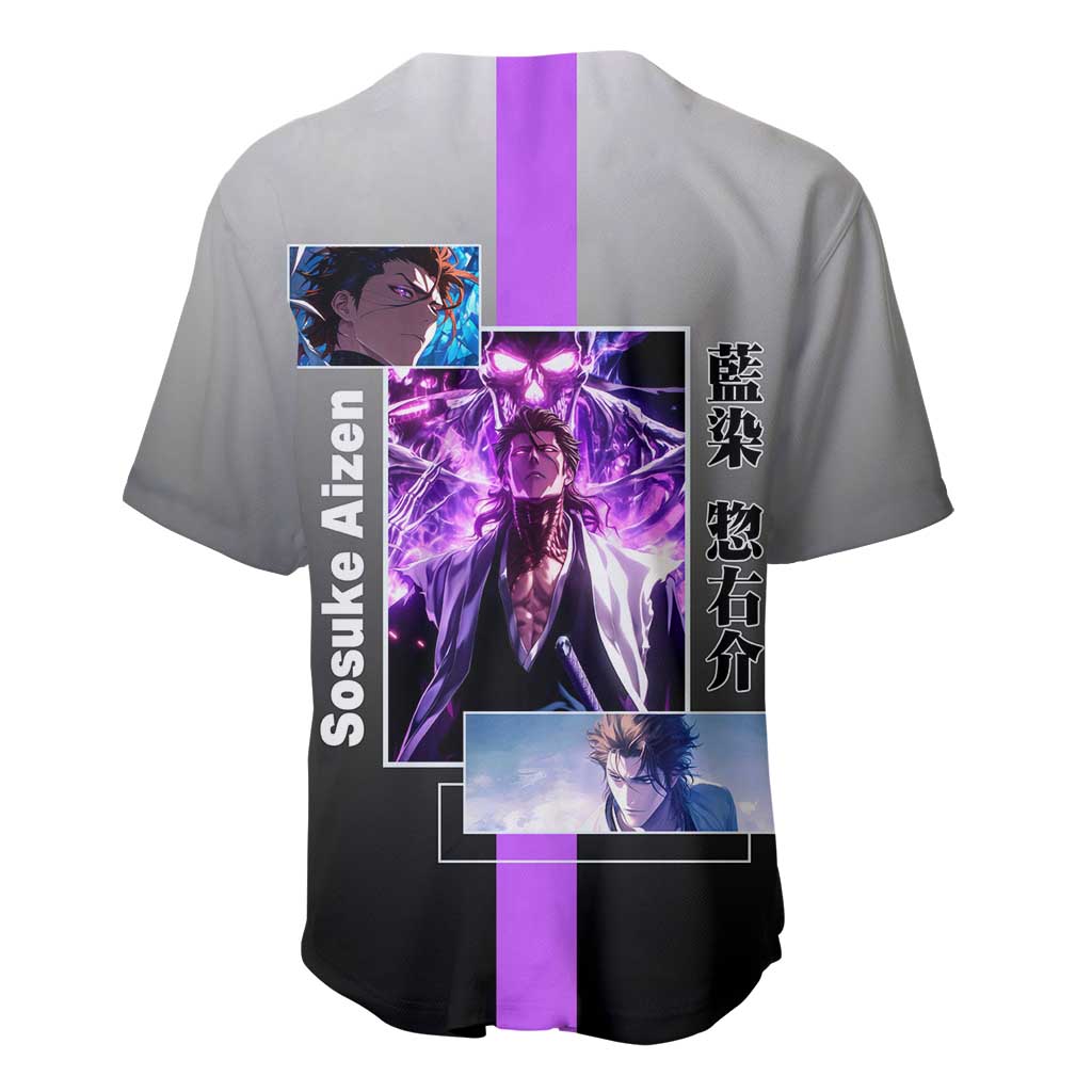 Sosuke Aizen Bleach Baseball Jersey with Cunning Pose and Strategic Design - The Mazicc