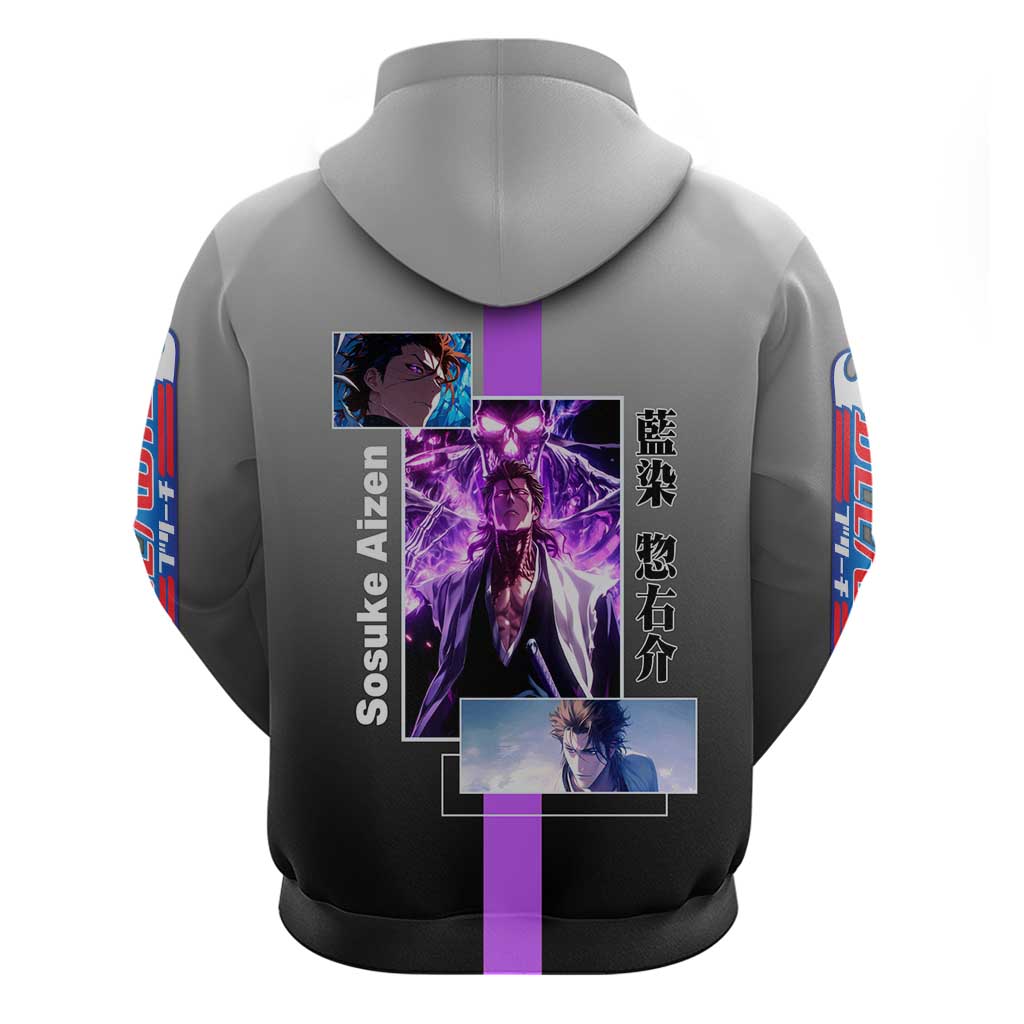 Sosuke Aizen Bleach Hoodie with Cunning Pose and Strategic Design - The Mazicc
