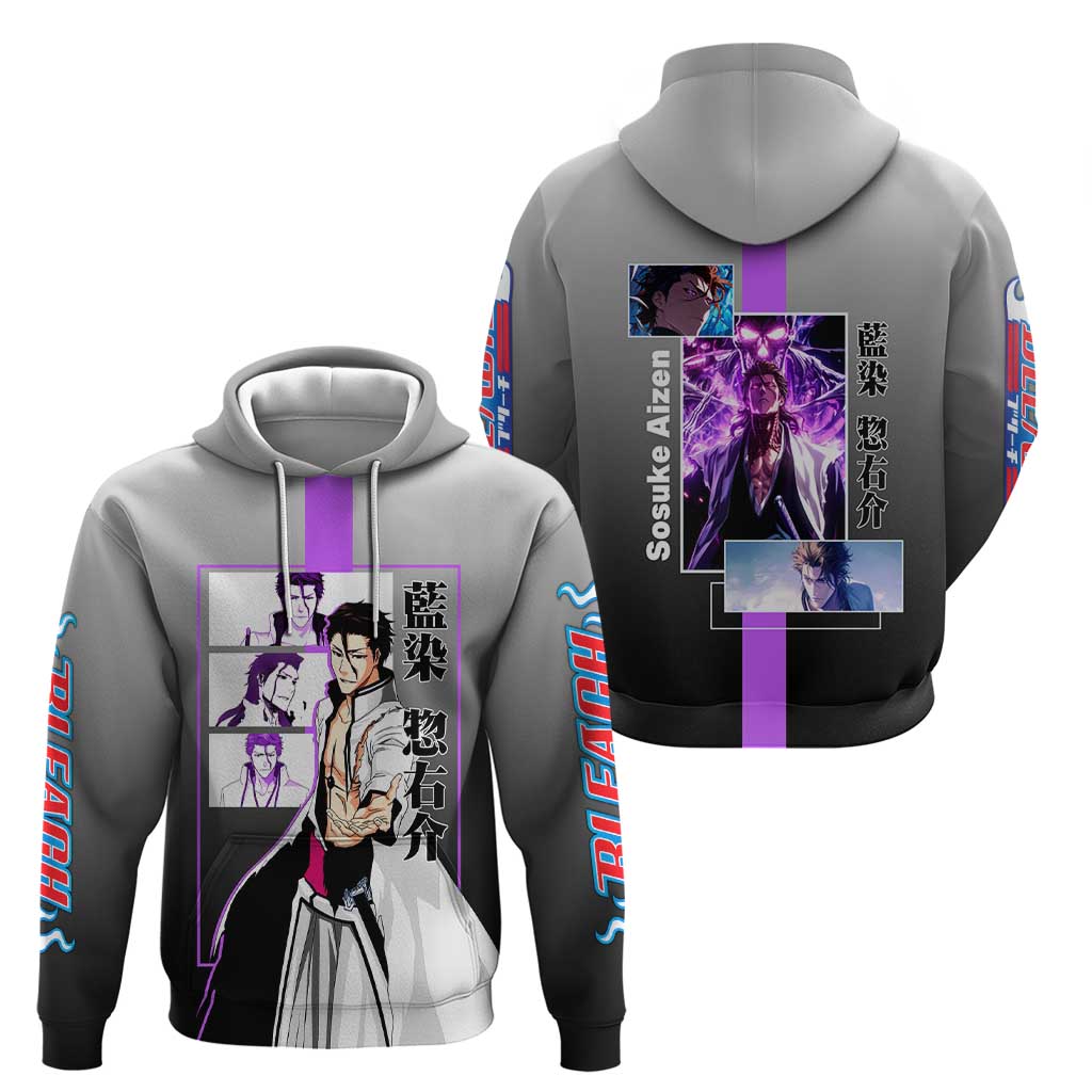 Sosuke Aizen Bleach Hoodie with Cunning Pose and Strategic Design - The Mazicc