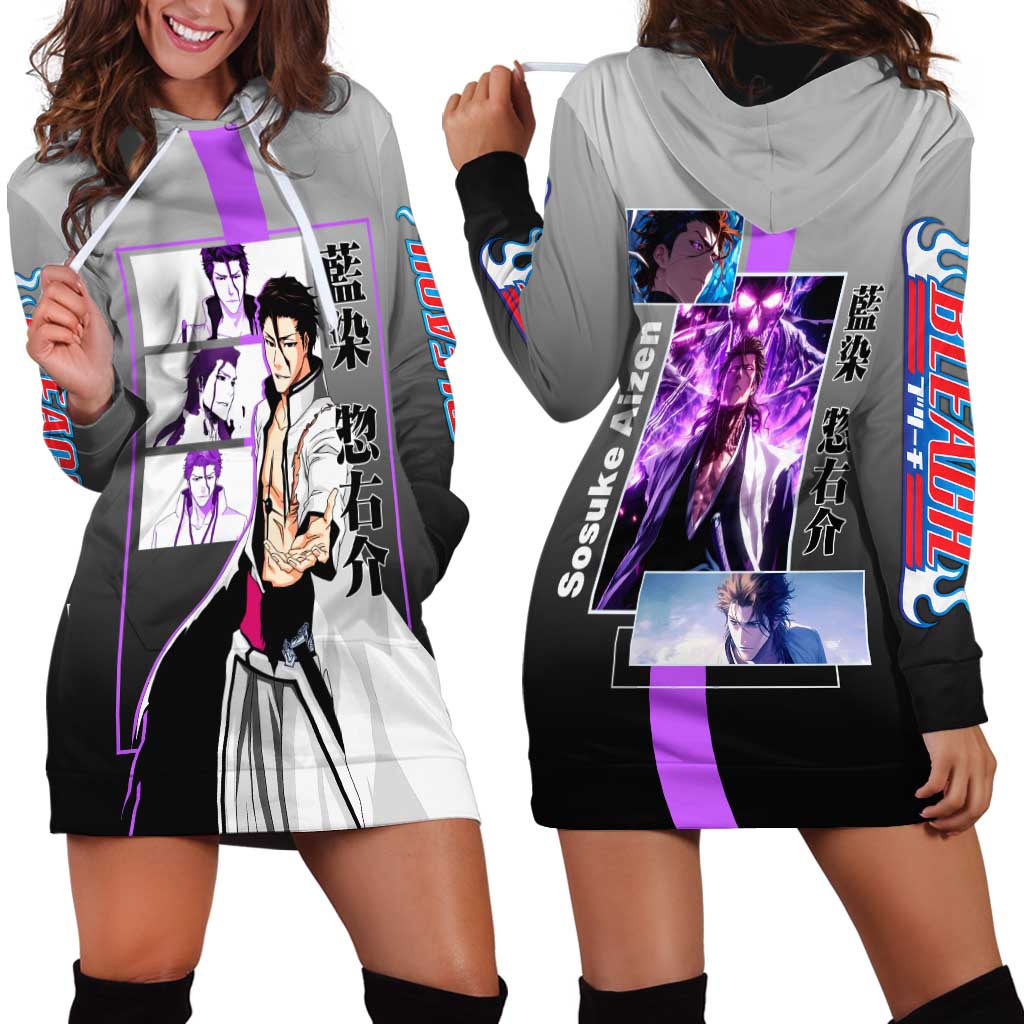 Sosuke Aizen Bleach Hoodie Dress with Cunning Pose and Strategic Design - The Mazicc