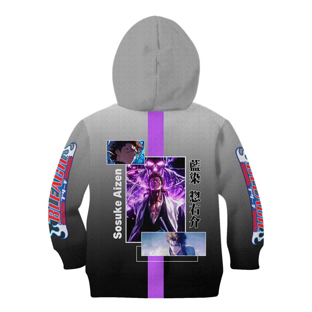 Sosuke Aizen Bleach Kid Hoodie with Cunning Pose and Strategic Design - The Mazicc