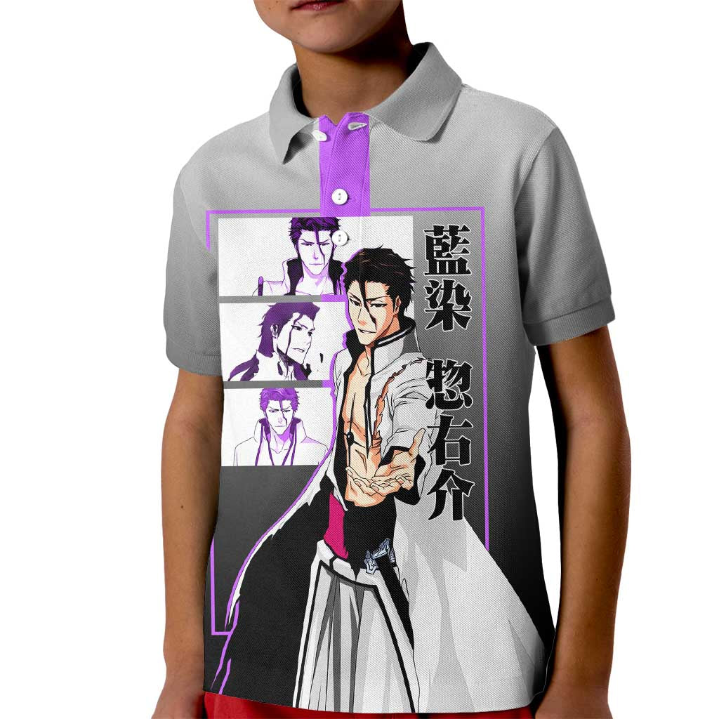 Sosuke Aizen Bleach Kid Polo Shirt with Cunning Pose and Strategic Design - The Mazicc