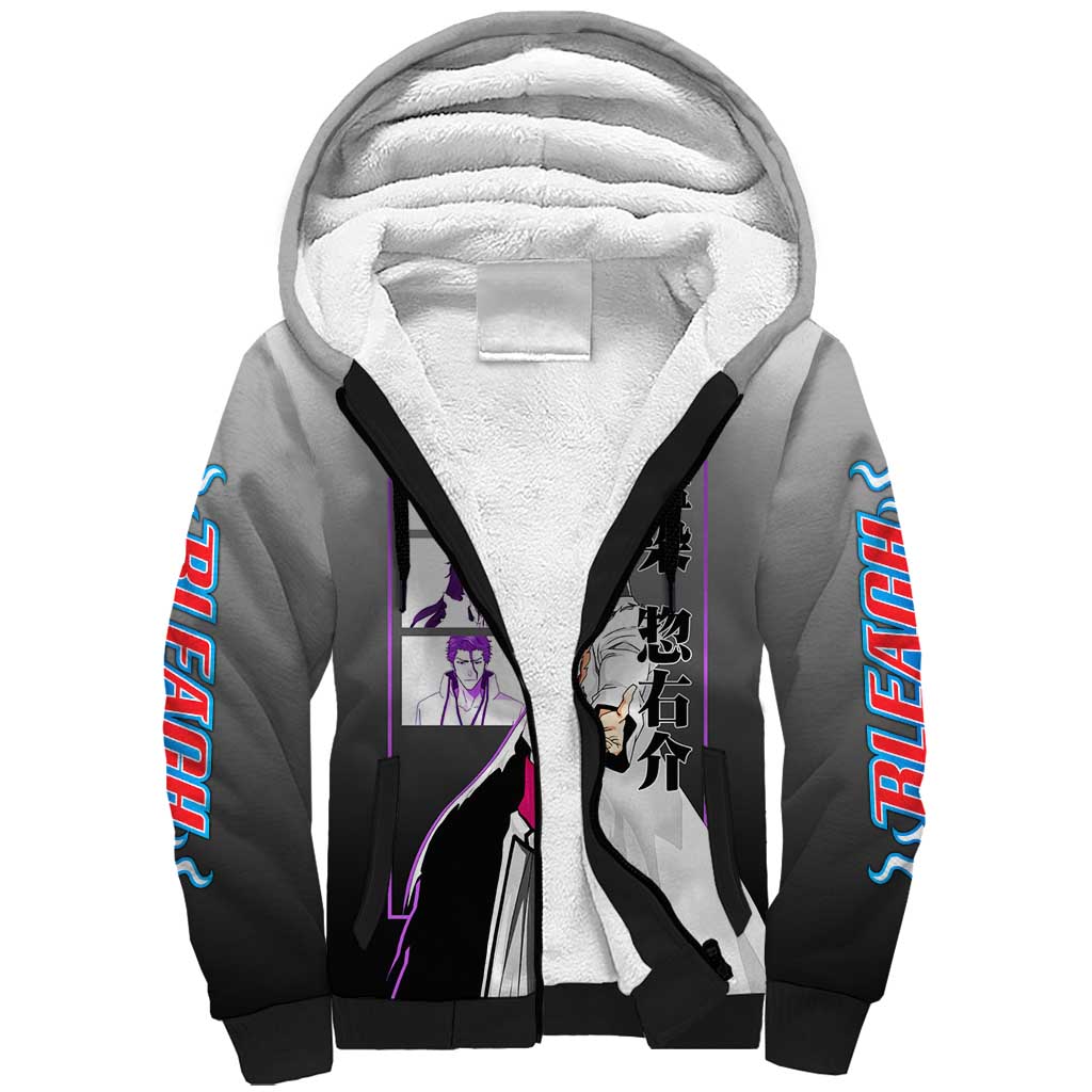 Sosuke Aizen Bleach Sherpa Hoodie with Cunning Pose and Strategic Design - The Mazicc