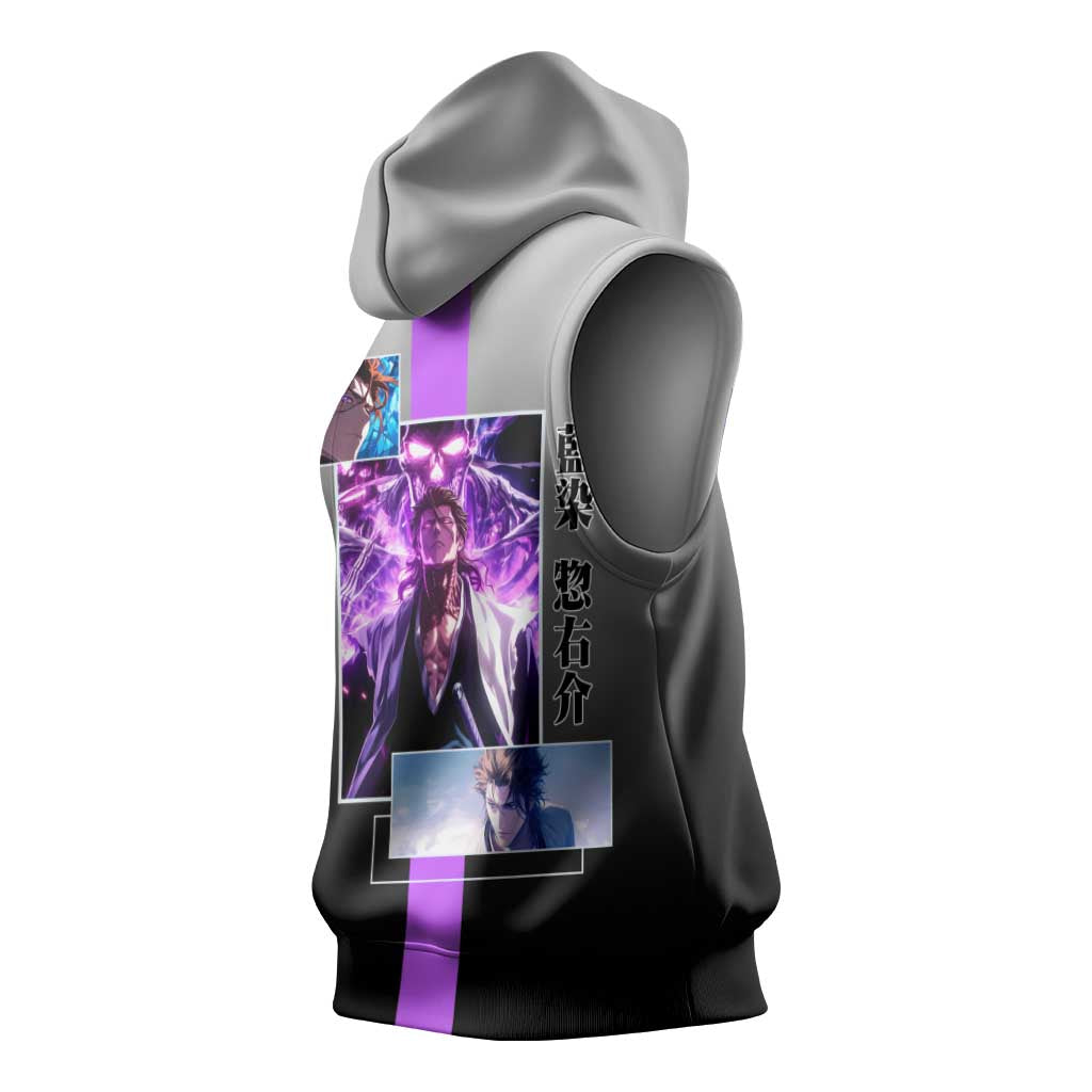 Sosuke Aizen Bleach Sleeveless Hoodie with Cunning Pose and Strategic Design - The Mazicc
