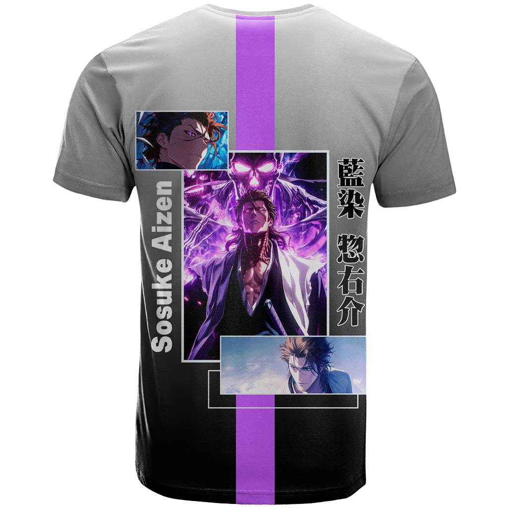 Sosuke Aizen Bleach T Shirt with Cunning Pose and Strategic Design - The Mazicc