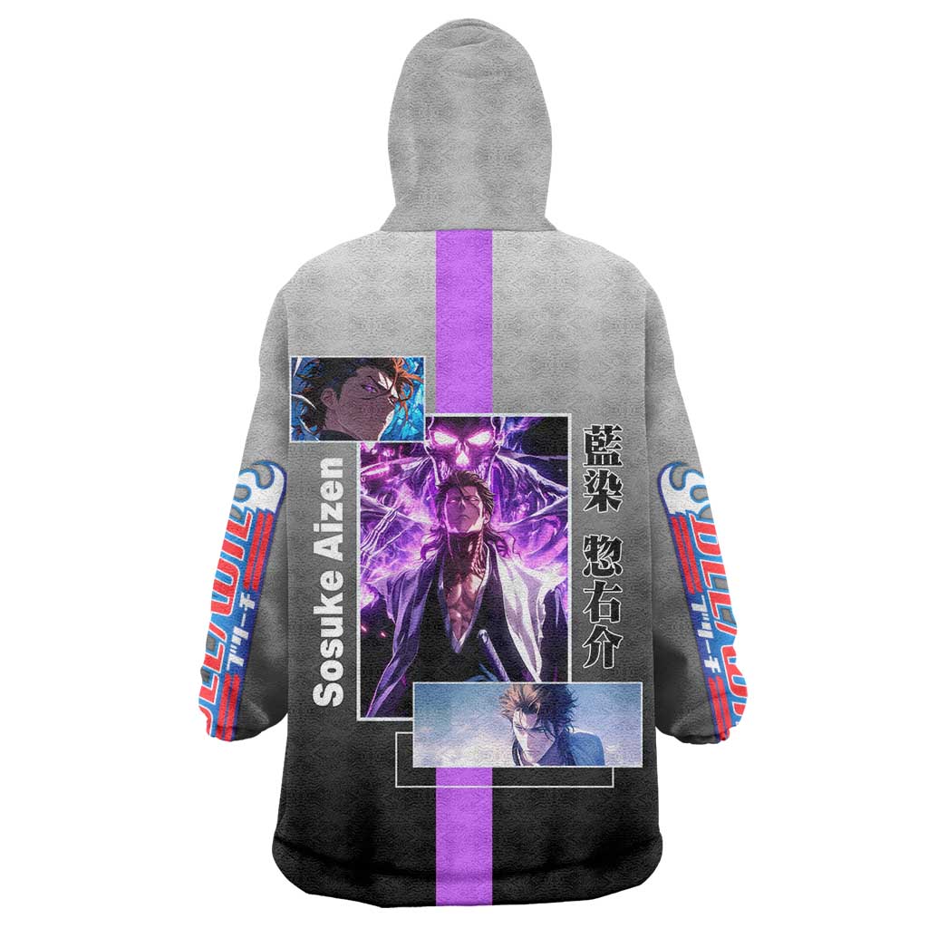 Sosuke Aizen Bleach Wearable Blanket Hoodie with Cunning Pose and Strategic Design - The Mazicc