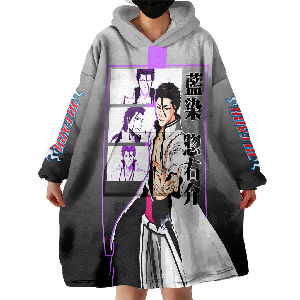 Sosuke Aizen Bleach Wearable Blanket Hoodie with Cunning Pose and Strategic Design - The Mazicc
