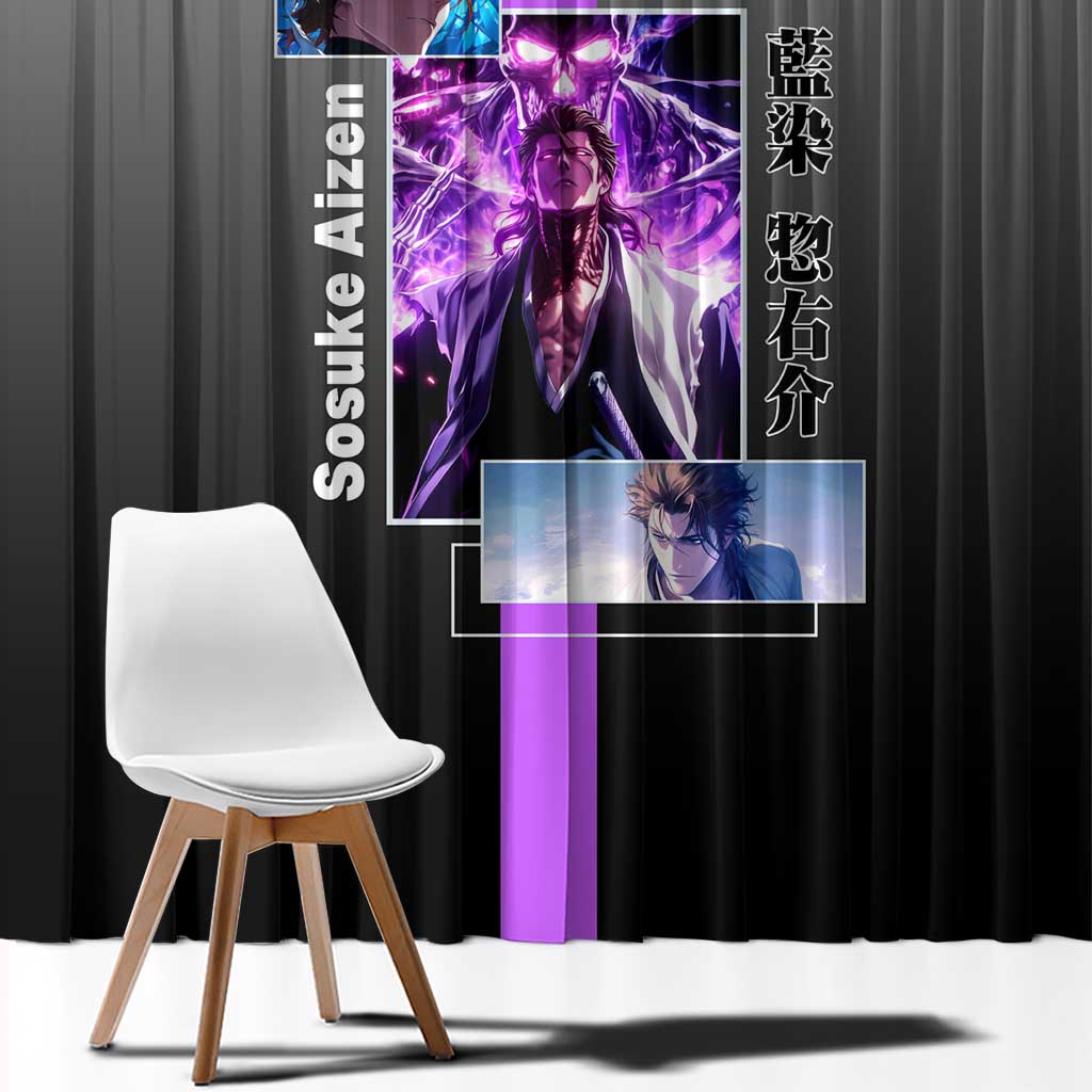Sosuke Aizen Bleach Window Curtain with Cunning Pose and Strategic Design - The Mazicc