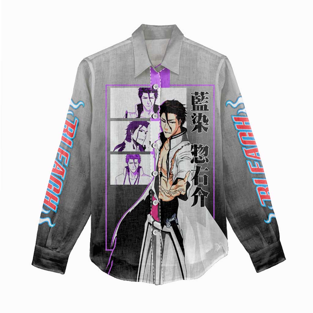 Sosuke Aizen Bleach Women Casual Shirt with Cunning Pose and Strategic Design - The Mazicc