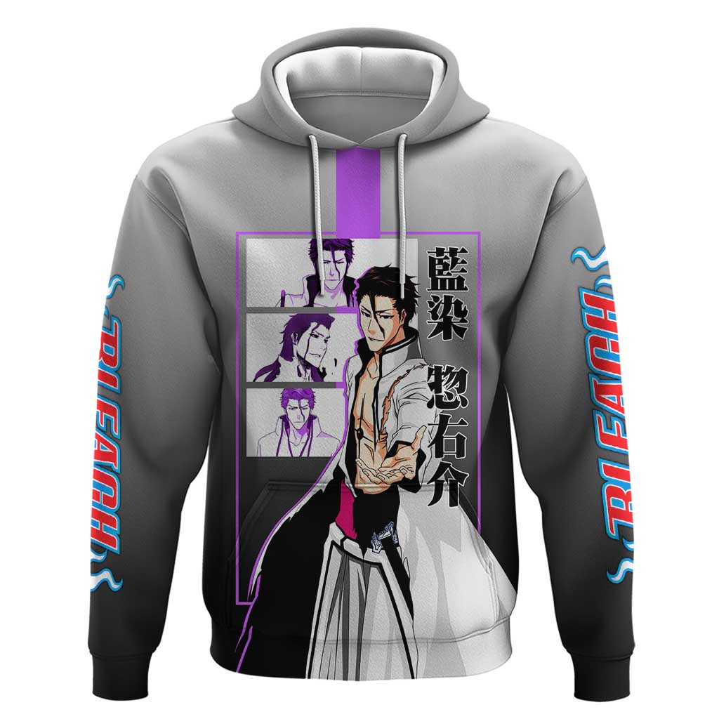 Sosuke Aizen Bleach Zip Hoodie with Cunning Pose and Strategic Design - The Mazicc