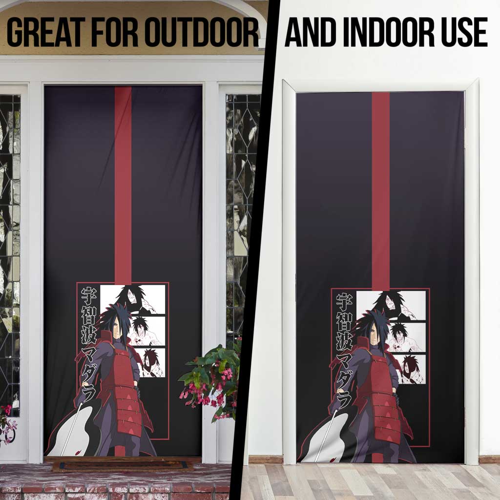 Madara Uchiha Naruto Door Cover with Sharingan Eyes and Powerful Battle Pose Design - The Mazicc