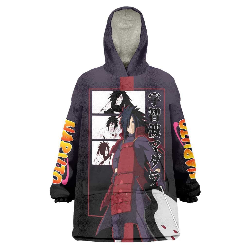 Madara Uchiha Naruto Wearable Blanket Hoodie with Sharingan Eyes and Powerful Battle Pose Design - The Mazicc
