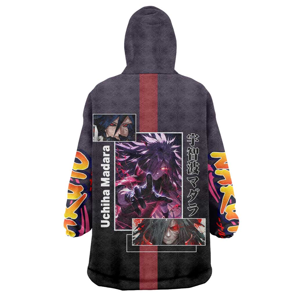 Madara Uchiha Naruto Wearable Blanket Hoodie with Sharingan Eyes and Powerful Battle Pose Design - The Mazicc