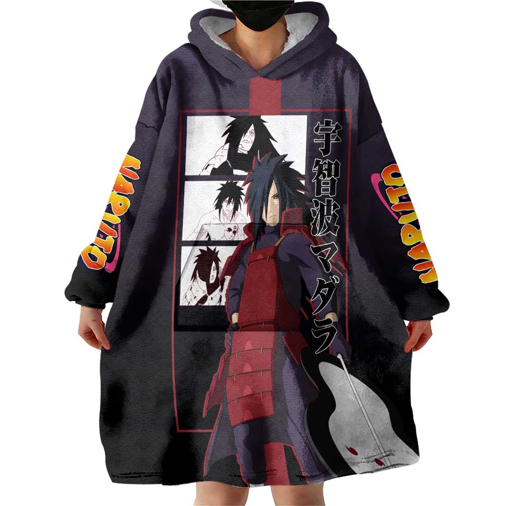Madara Uchiha Naruto Wearable Blanket Hoodie with Sharingan Eyes and Powerful Battle Pose Design - The Mazicc