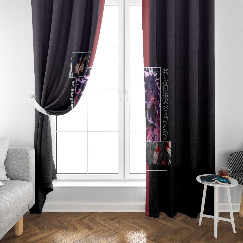Madara Uchiha Naruto Window Curtain with Sharingan Eyes and Powerful Battle Pose Design - The Mazicc
