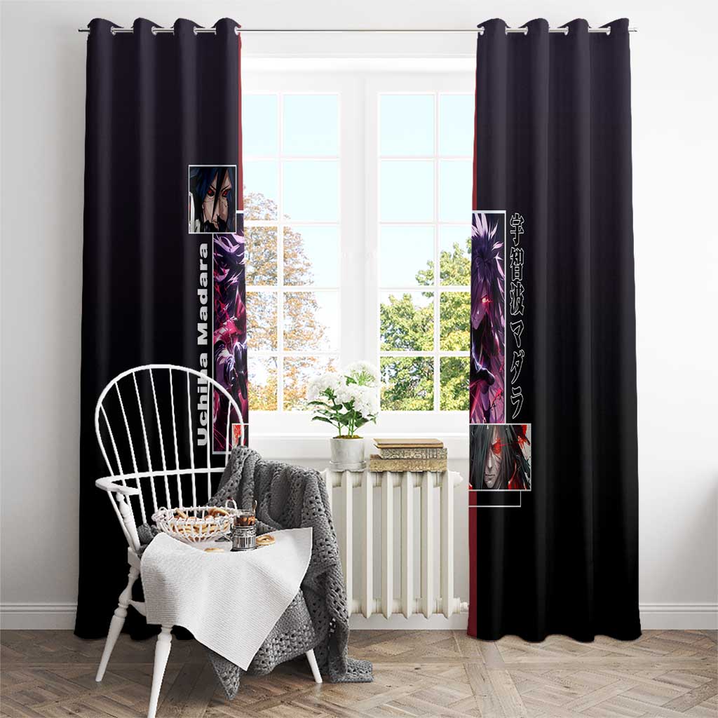 Madara Uchiha Naruto Window Curtain with Sharingan Eyes and Powerful Battle Pose Design - The Mazicc