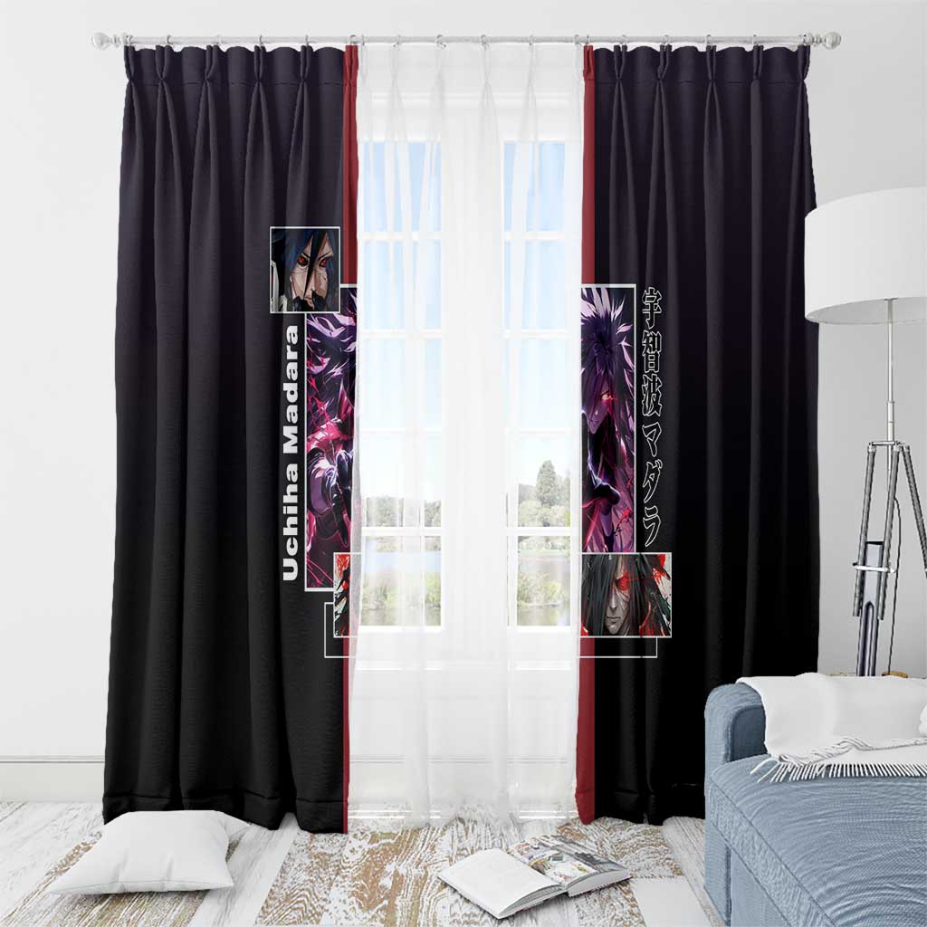 Madara Uchiha Naruto Window Curtain with Sharingan Eyes and Powerful Battle Pose Design - The Mazicc
