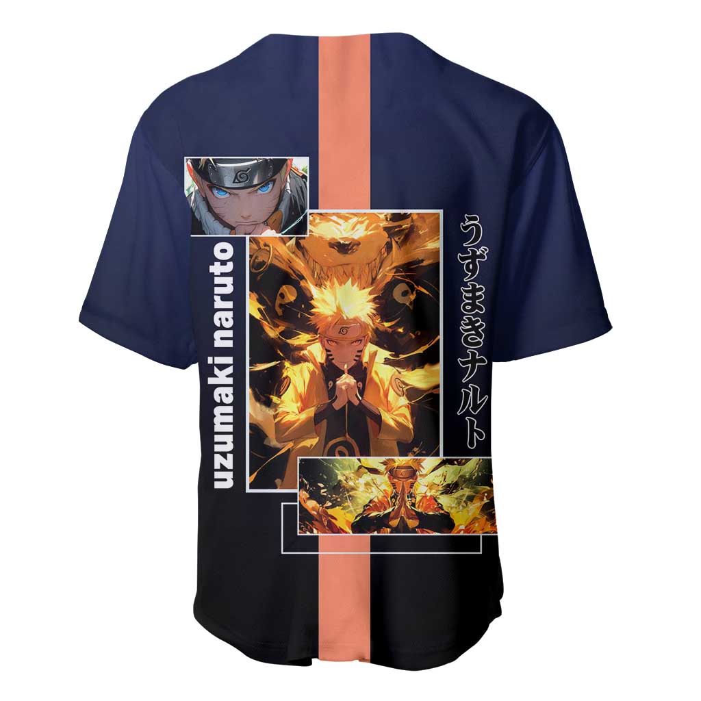 Naruto Uzumaki Naruto Baseball Jersey with Rasengan and Energetic Ninja Pose Design - The Mazicc