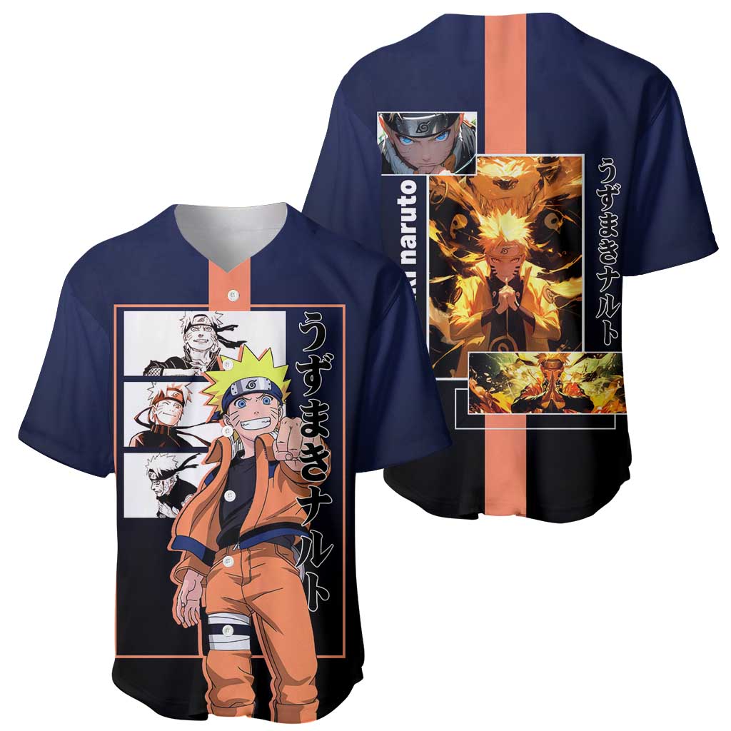Naruto Uzumaki Naruto Baseball Jersey with Rasengan and Energetic Ninja Pose Design - The Mazicc