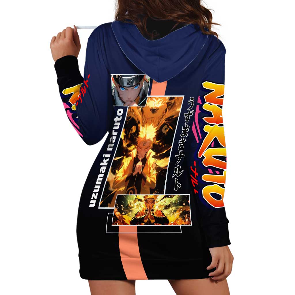 Naruto Uzumaki Naruto Hoodie Dress with Rasengan and Energetic Ninja Pose Design - The Mazicc