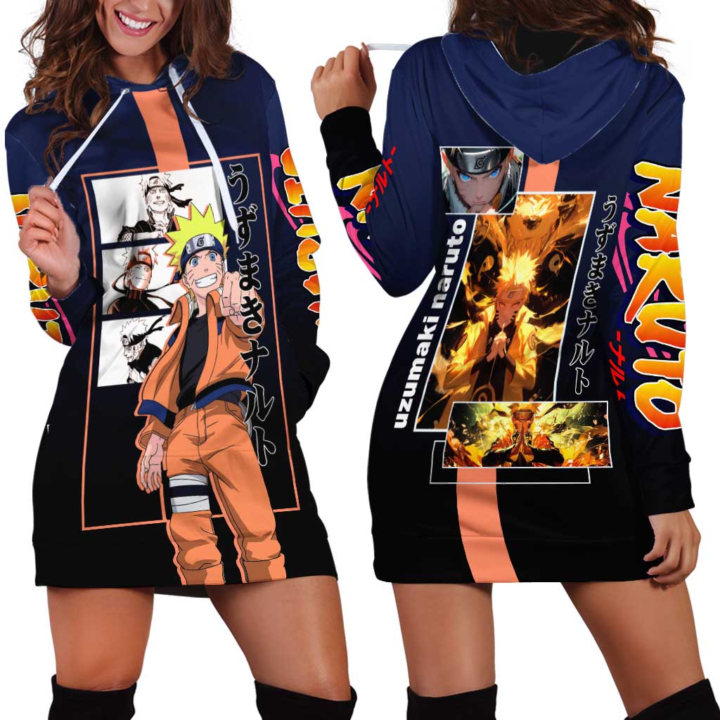 Naruto Uzumaki Naruto Hoodie Dress with Rasengan and Energetic Ninja Pose Design - The Mazicc