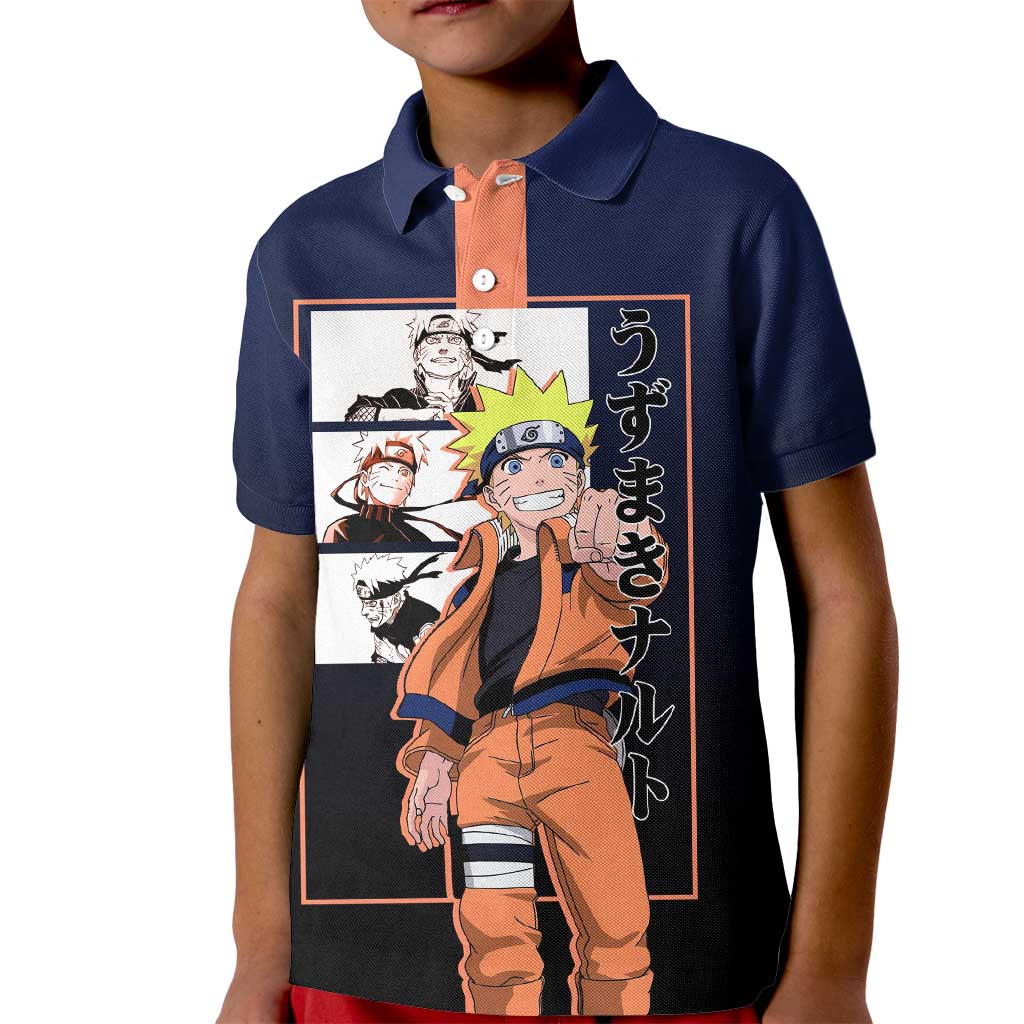Naruto Uzumaki Naruto Kid Polo Shirt with Rasengan and Energetic Ninja Pose Design - The Mazicc