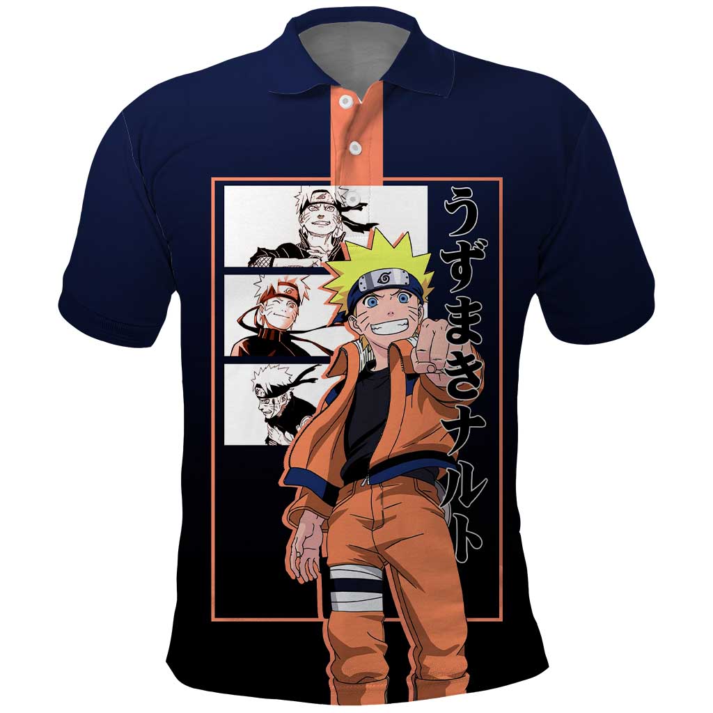 Naruto Uzumaki Naruto Polo Shirt with Rasengan and Energetic Ninja Pose Design - The Mazicc