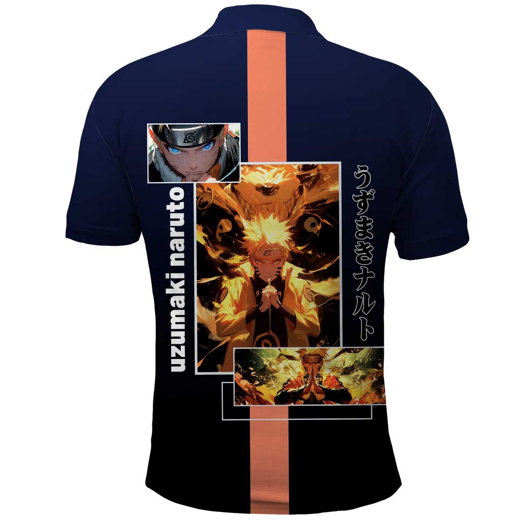 Naruto Uzumaki Naruto Polo Shirt with Rasengan and Energetic Ninja Pose Design - The Mazicc