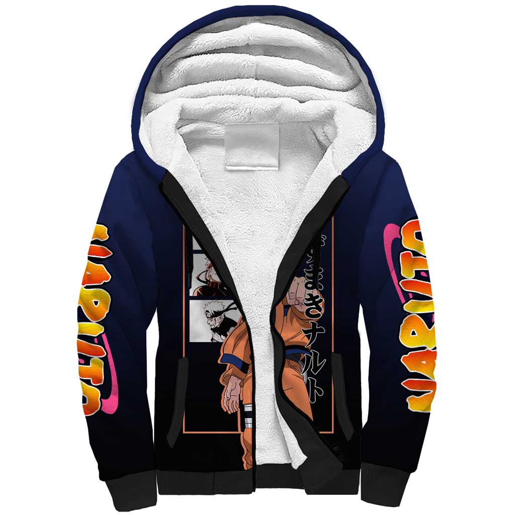 Naruto Uzumaki Naruto Sherpa Hoodie with Rasengan and Energetic Ninja Pose Design - The Mazicc