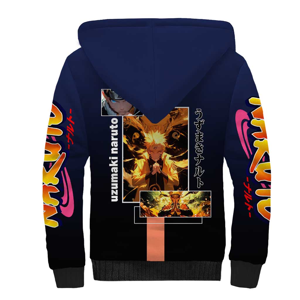 Naruto Uzumaki Naruto Sherpa Hoodie with Rasengan and Energetic Ninja Pose Design - The Mazicc
