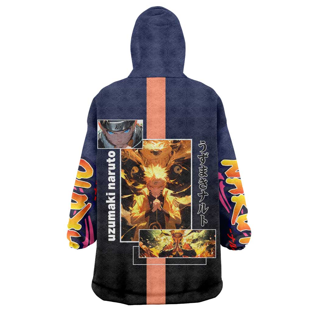 Naruto Uzumaki Naruto Wearable Blanket Hoodie with Rasengan and Energetic Ninja Pose Design - The Mazicc