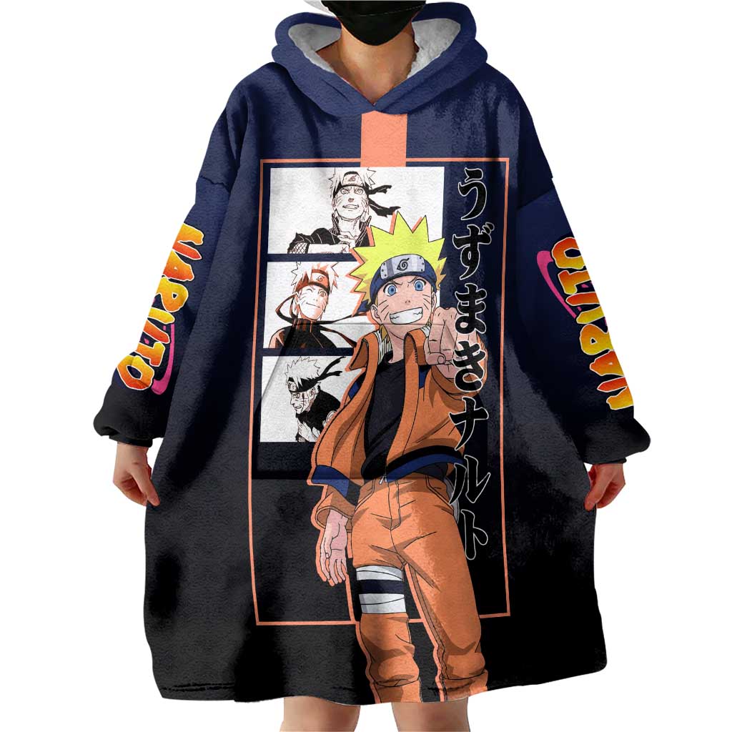 Naruto Uzumaki Naruto Wearable Blanket Hoodie with Rasengan and Energetic Ninja Pose Design - The Mazicc