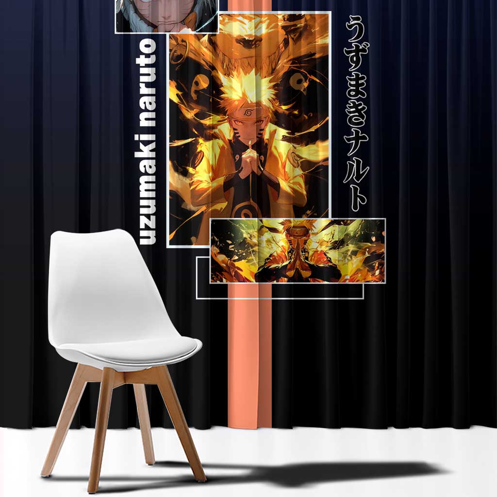 Naruto Uzumaki Naruto Window Curtain with Rasengan and Energetic Ninja Pose Design - The Mazicc
