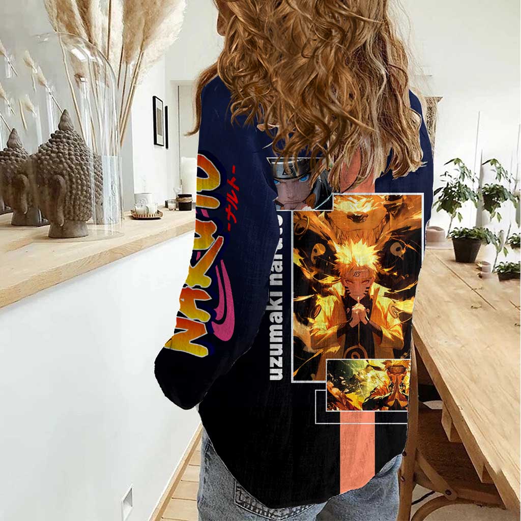 Naruto Uzumaki Naruto Women Casual Shirt with Rasengan and Energetic Ninja Pose Design - The Mazicc