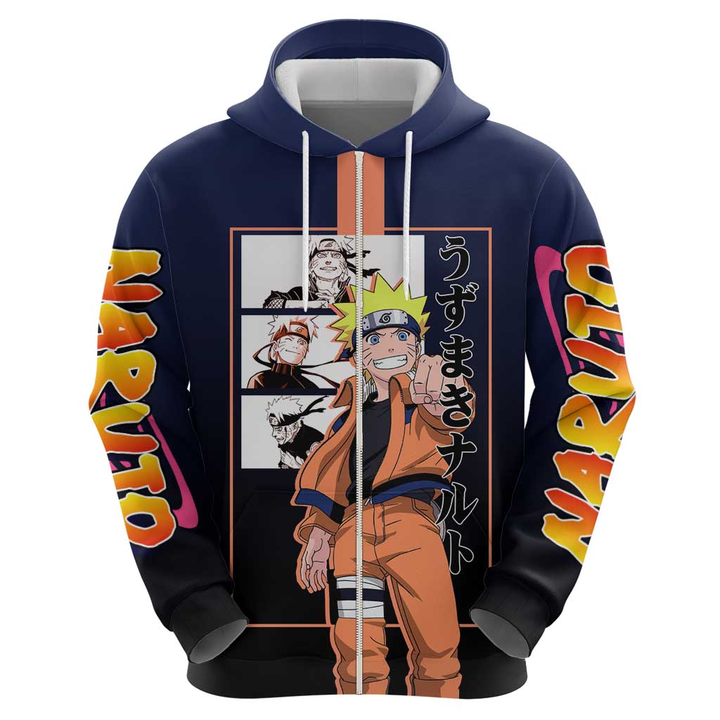 Naruto Uzumaki Naruto Zip Hoodie with Rasengan and Energetic Ninja Pose Design - The Mazicc