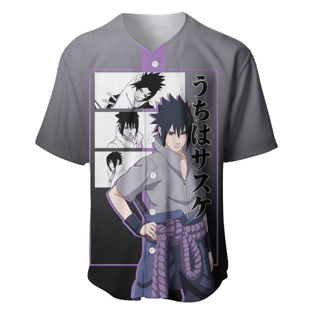 Sasuke Uchiha Naruto Baseball Jersey with Chidori and Intense Battle Pose Design - The Mazicc