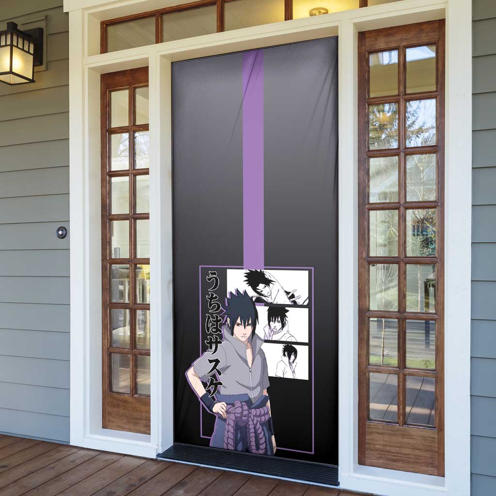 Sasuke Uchiha Naruto Door Cover with Chidori and Intense Battle Pose Design - The Mazicc