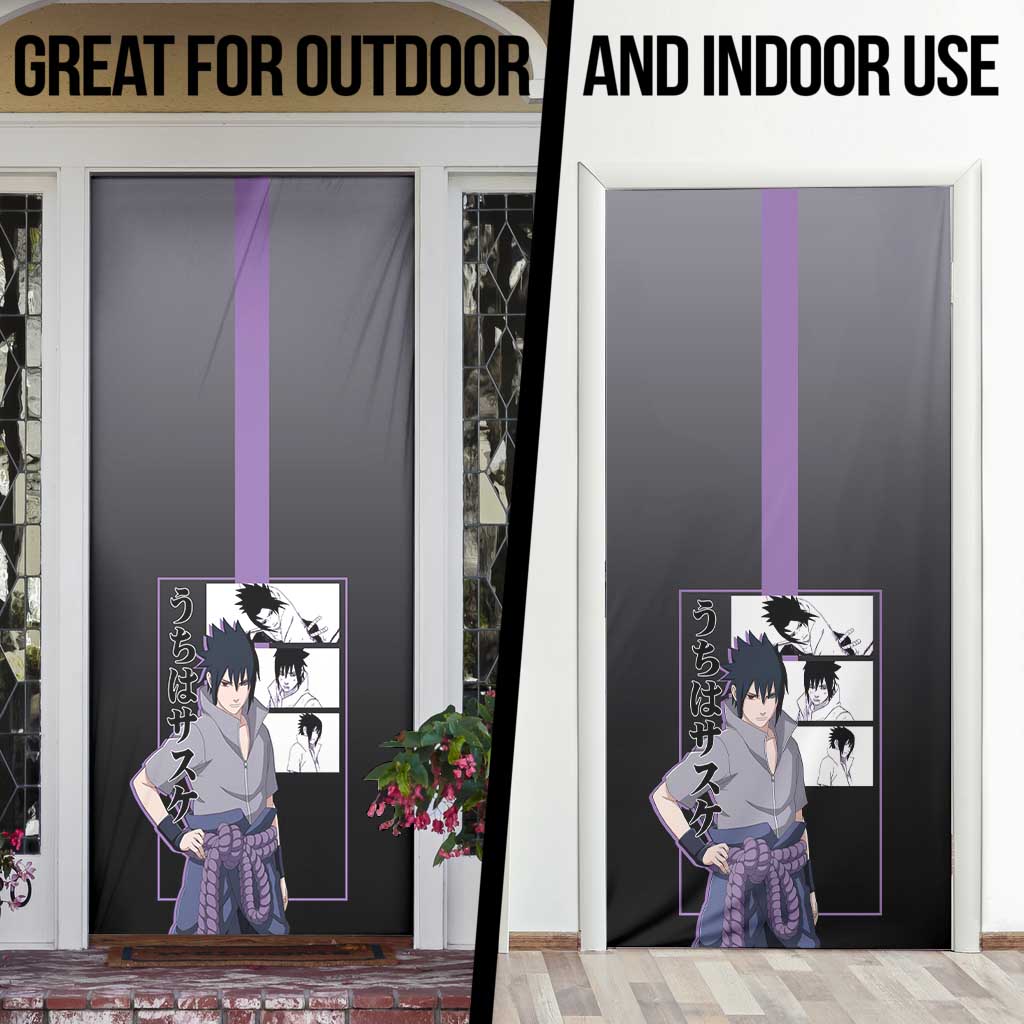 Sasuke Uchiha Naruto Door Cover with Chidori and Intense Battle Pose Design - The Mazicc