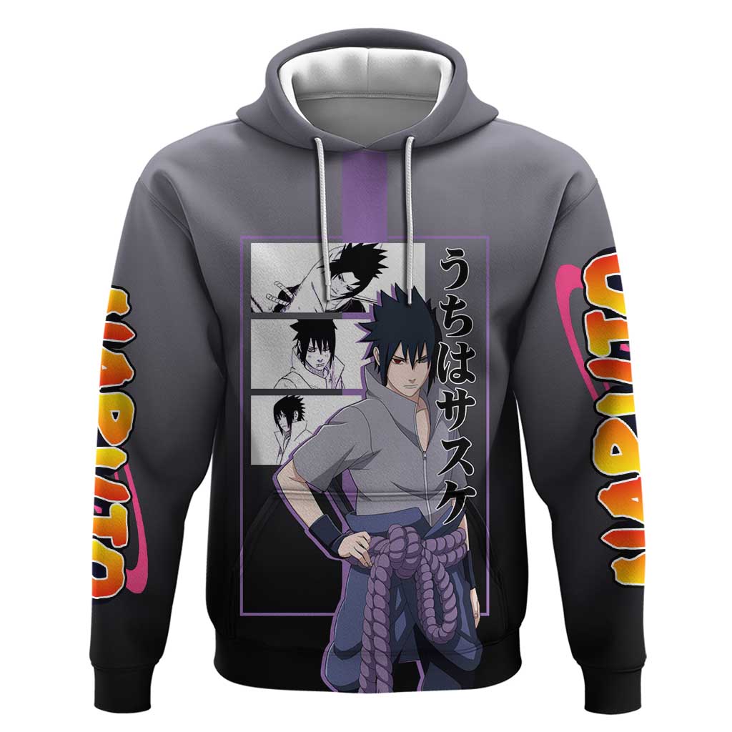 Sasuke Uchiha Naruto Hoodie with Chidori and Intense Battle Pose Design - The Mazicc