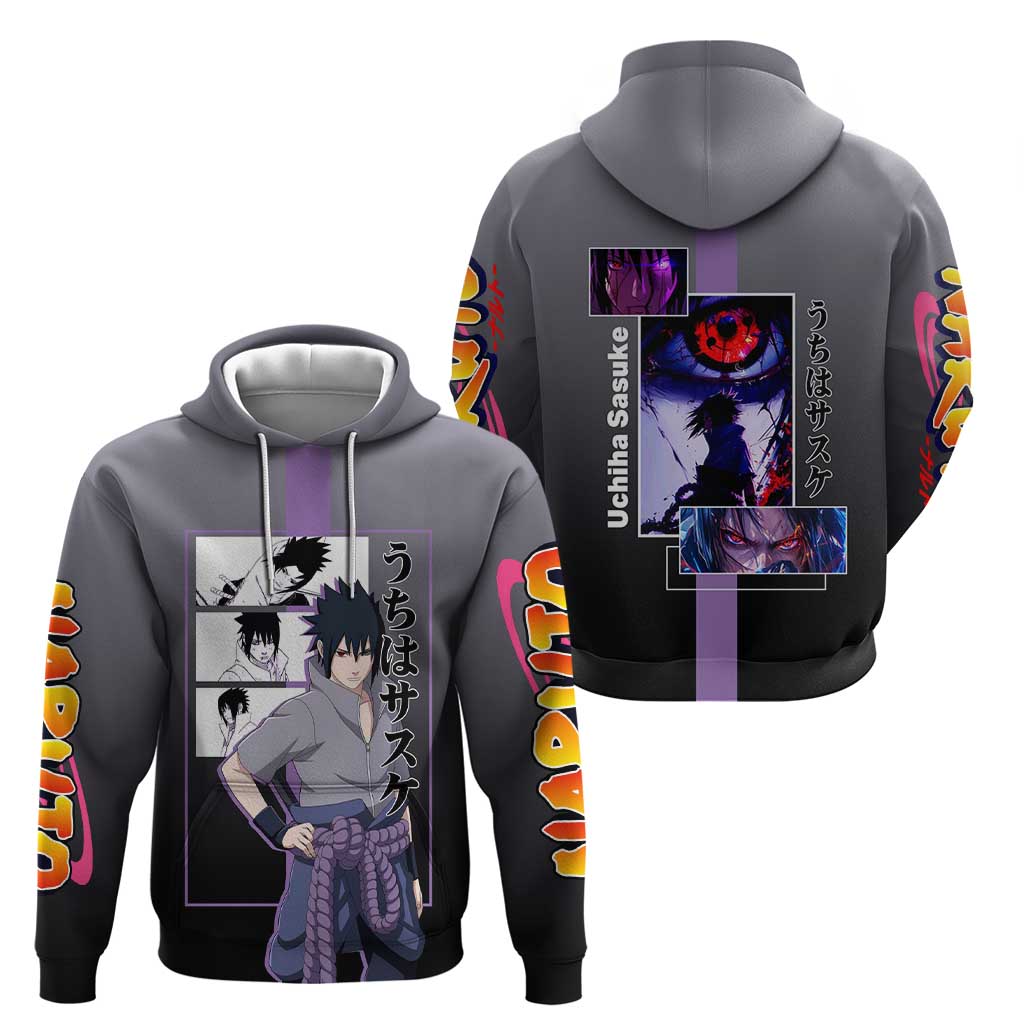 Sasuke Uchiha Naruto Hoodie with Chidori and Intense Battle Pose Design - The Mazicc