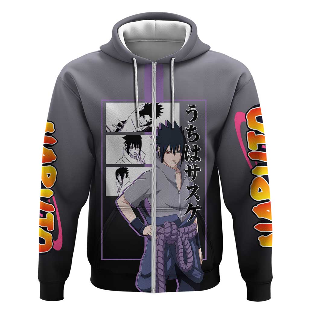 Sasuke Uchiha Naruto Hoodie with Chidori and Intense Battle Pose Design - The Mazicc