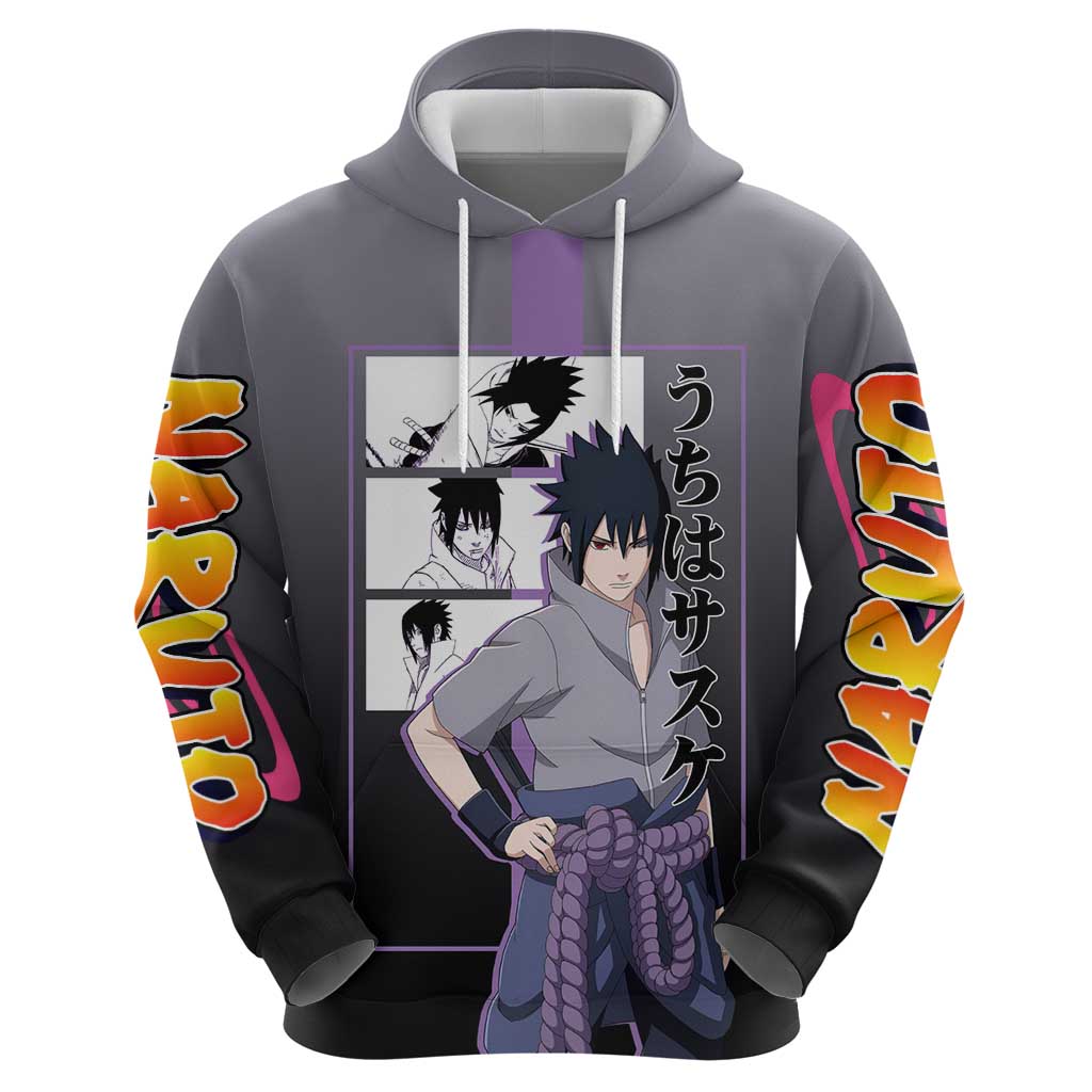 Sasuke Uchiha Naruto Hoodie with Chidori and Intense Battle Pose Design - The Mazicc