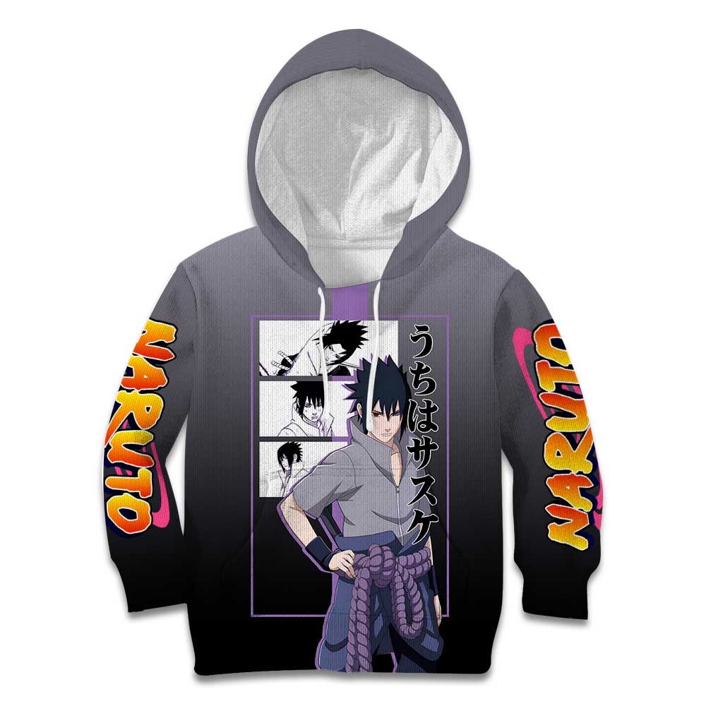 Sasuke Uchiha Naruto Kid Hoodie with Chidori and Intense Battle Pose Design - The Mazicc