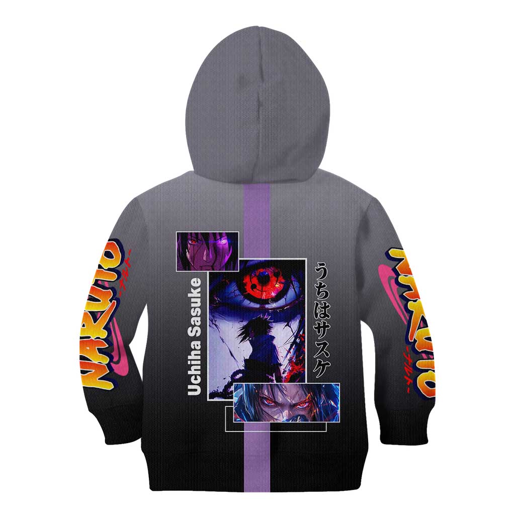 Sasuke Uchiha Naruto Kid Hoodie with Chidori and Intense Battle Pose Design - The Mazicc