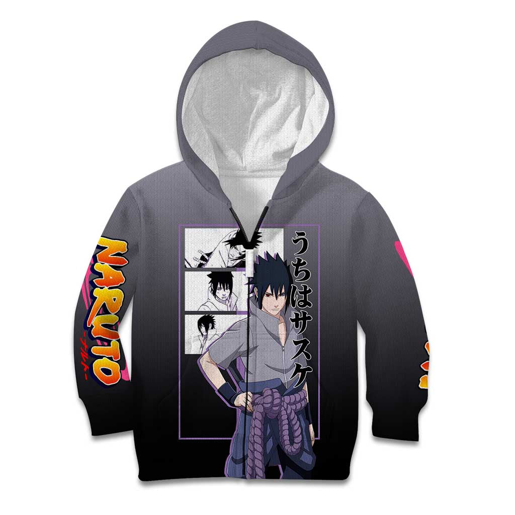 Sasuke Uchiha Naruto Kid Hoodie with Chidori and Intense Battle Pose Design - The Mazicc